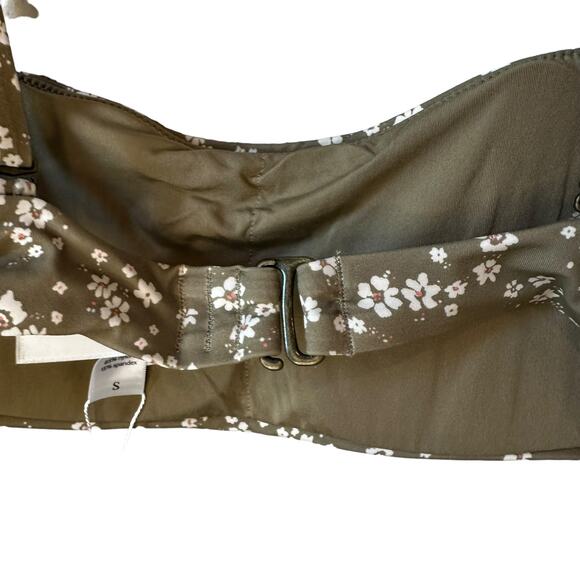 NWT Andie Swim The Bora Bora Convertible Bikini Top Ditsy Floral Olive S Beach - Picture 5 of 8